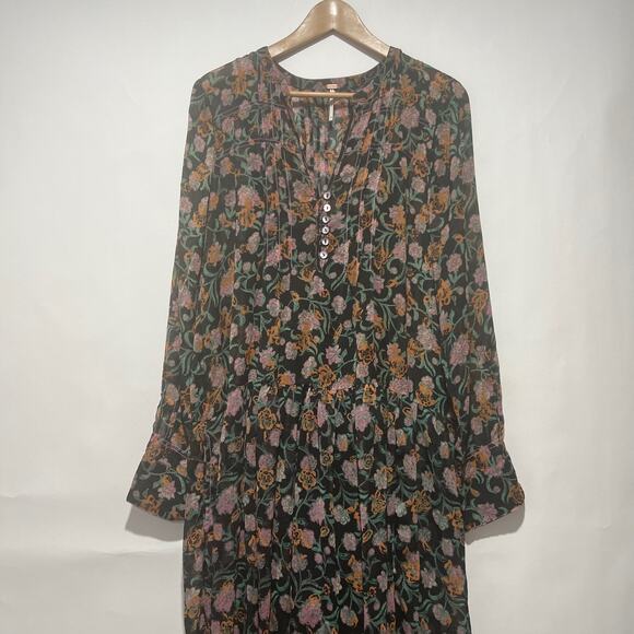 Free people Womens See it through Maxi Dress Long Sleeve Multicolor size M - Picture 8 of 10